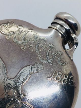 Whiting Antique Aesthetic Sterling Silver Horse Jumping Competition Trophy Flask 2