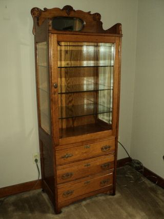 Antique Oak Dental,  Doctor Display Cabinet