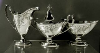 Gorham Sterling Tea Set 1919 Hand Decorated - Neoclassical 2