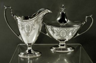 Gorham Sterling Tea Set 1919 Hand Decorated - Neoclassical 6