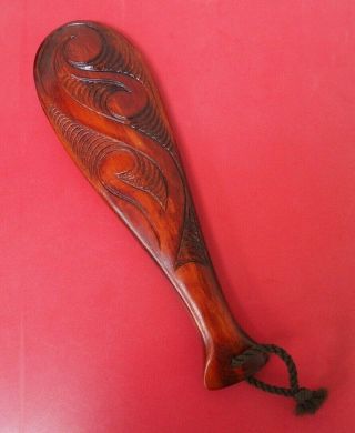 Vintage Oceanic Polynesian Zealand Maori Carved Wooden War Club 1 Nr