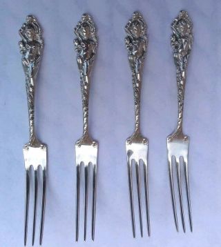 Sterling Silver Love Disarmed (4) Strawberry Fork Reed&barton (berry Fork)