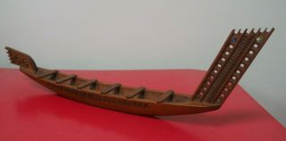 Good Vintage Oceanic Polynesian Zealand Maori Carved Wooden Model War Canoe