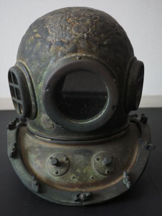 JAPANESE RARE ANTIQUE OLD BRONZE DIVING HELMET SENSUIGU NR RARE 2