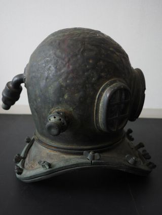 JAPANESE RARE ANTIQUE OLD BRONZE DIVING HELMET SENSUIGU NR RARE 4