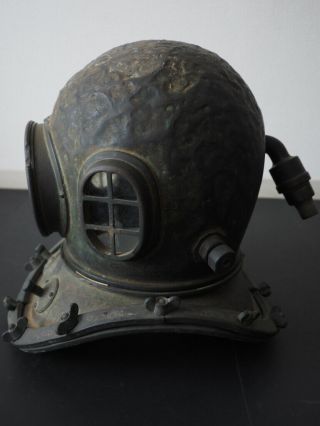 JAPANESE RARE ANTIQUE OLD BRONZE DIVING HELMET SENSUIGU NR RARE 6