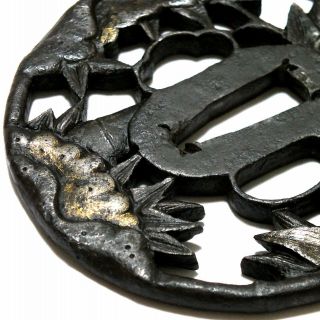 153 Japanese Samurai Edo Antique NBTHK kicho Yuki take zu Great daito tsuba. 10