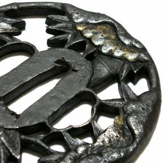 153 Japanese Samurai Edo Antique NBTHK kicho Yuki take zu Great daito tsuba. 8