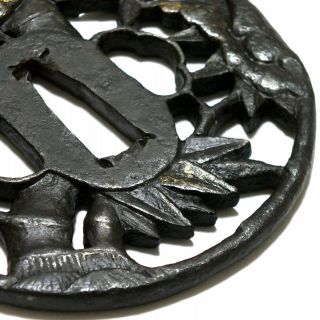 153 Japanese Samurai Edo Antique NBTHK kicho Yuki take zu Great daito tsuba. 9