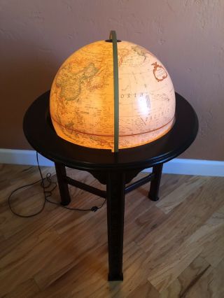 Vintage Replogle Heirloom World Illuminated 16 " Diameter Globe Hardwood Stand