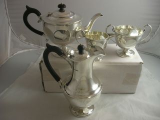 Splendid Heavy 1918 Pilling Art Nouveau Silver 4 Piece Tea Service 1300 Grams