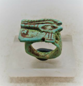 Ancient Egyptian Glazed Faience Ring Eye Of Horus
