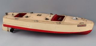 Pre - War 1935 Antique LIONEL CRAFT Speed Boat Wind - Up Clockwork Tin Toy,  NR 3