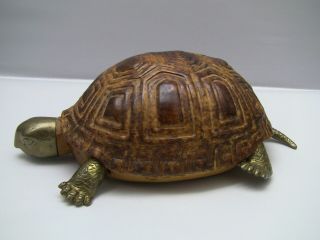 Rare Sarreid Ltd Italy Brass And Wood Turtle Figurine