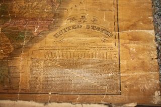 1834 Ezra Strong US Missouri Territory Map Vintage Antique Cloth Backed Wall OLD 4