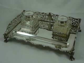 Magnificent Victorian Silver Ink Stand,  1888,  1923gm - Barnard Family