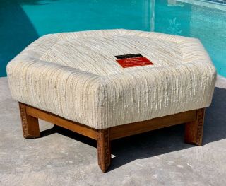 50s VTG Heritage Henredon FRANK LLOYD WRIGHT Ottoman Pouf Carved Leg Base AS - IS 2