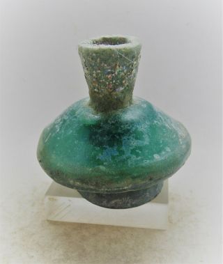 Circa 100 - 300ad Roman Era Iridescent Glass Bottle Unusual And Rare Type
