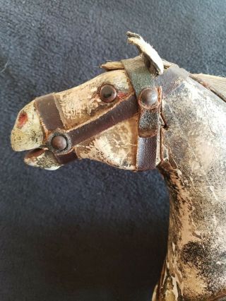 Antique Turn of the Century Wood Wooden Horse Pull Toy for Doll 4