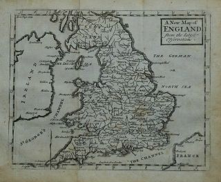 England,  John Senex Antique Miniature Map 1741