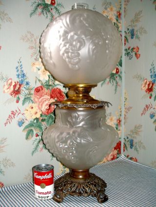 C.  1910 Pittsburgh Vintage Crystal Satin Gwtw Parlor Banquet Lamp,  Art Nouveau