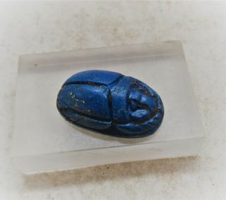 Scarce Ancient Egyptian Lapis Lazuli Carved Scarab Bead Seal