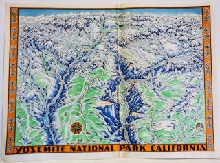 Yosemite Pictorial Relief Map 1955