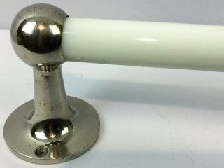 Antique c1910 LF&C 20” Milk Glass 1” Towel Bar Nickel Plated Brass 10 3