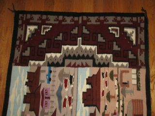 Vintage Native American Indian Navajo Pictorial Mesa Blanket Rug 55 