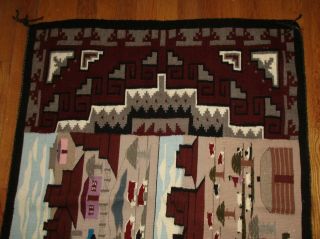 Vintage Native American Indian Navajo Pictorial Mesa Blanket Rug 55 