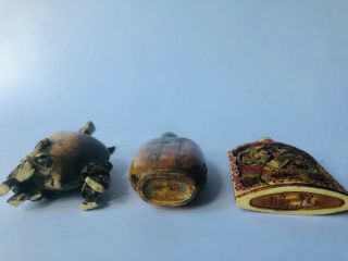 Three Antique Chinese Snuff Bottles,  one with gold inlay 2