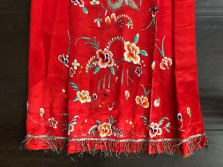 Fine Antique Chinese Silk Embroidery Ladies Women’s Skirt Robe Panel Floral Art 11