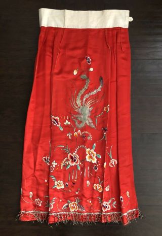 Fine Antique Chinese Silk Embroidery Ladies Women’s Skirt Robe Panel Floral Art 7