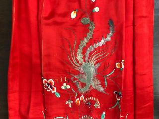 Fine Antique Chinese Silk Embroidery Ladies Women’s Skirt Robe Panel Floral Art 9