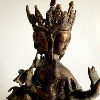 Heavy Ushnishavijaya Tibetan Chinese Bronze Buddha 18th/19th 36cm H 8