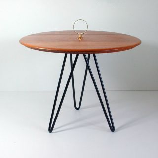 Mid Century Digsmed Danish Tripod Teak And Cast Iron Side Table,  1960s