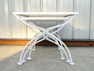 Vtg RUSSELL WOODARD IRON MESH NESTING TABLES Salterini Tempestini PATIO GARDEN 5