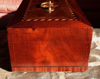 American Late Federal Period Mahogany Compass Rose Inlaid Jewelry Box c.  1850 6