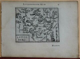 Luxembourg 1577 Ortelius & Galle Unusual First Edition Antique Engraved Map