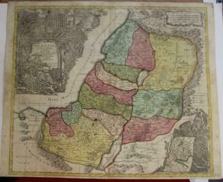 Israel Holy Land 1740 Seutter Unusual Large Antique Copper Engraved Map