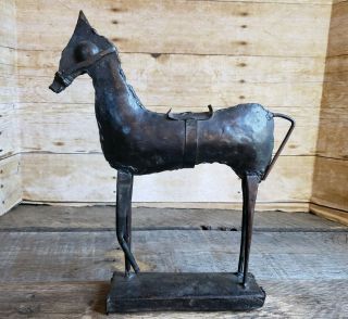 Vintage Mid Century Brutalist Minimalist Abstract Metal Horse Sculpture Figure