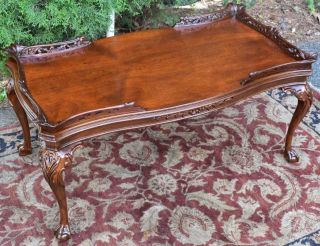 1940s English Chippendale Mahogany Coffee Table / Center Table