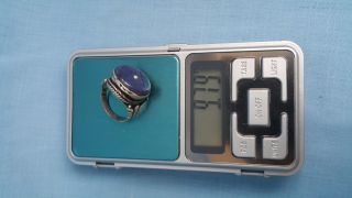 Antique Lapis Lazuli Tibetan Silver Ring 20mm 6