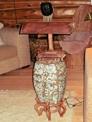 Antique Copper Art Deco Table Desk Lamp Milkglass Shade Heavy and Big 3