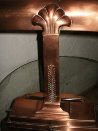 Antique Copper Art Deco Table Desk Lamp Milkglass Shade Heavy and Big 5