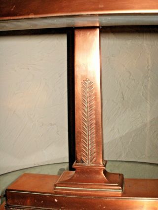Antique Copper Art Deco Table Desk Lamp Milkglass Shade Heavy and Big 7