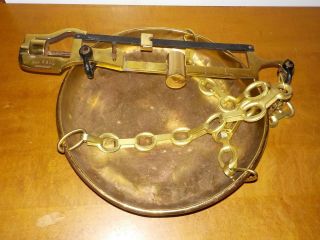 Antique Vintage Hanging Brass Scale 52 Kg Sliding Weight Industria Argentina