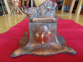 An Arts and crafts/ Art Nouveau copper Boars head Ink well.  A lovely item 2