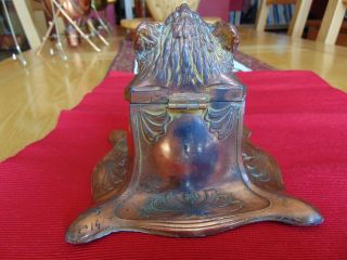 An Arts and crafts/ Art Nouveau copper Boars head Ink well.  A lovely item 4
