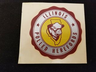 Illinois Polled Herefords Sticker / Label - Vintage / Antique - Cow